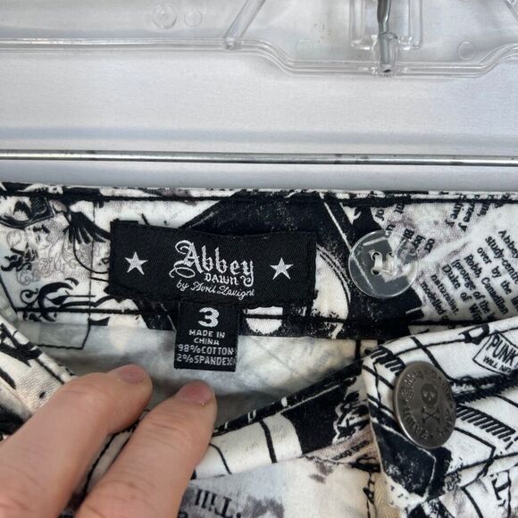 Abbey Dawn by Avril Lavigne Black White Newsprint Goth Punk Skinny Pants JRS 3 - Picture 8 of 12